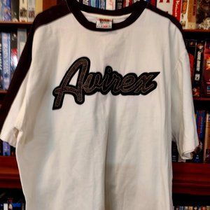 AVIREX MENS S/S CREW NECK SHIRT CREAM AND BROWN SHIRT